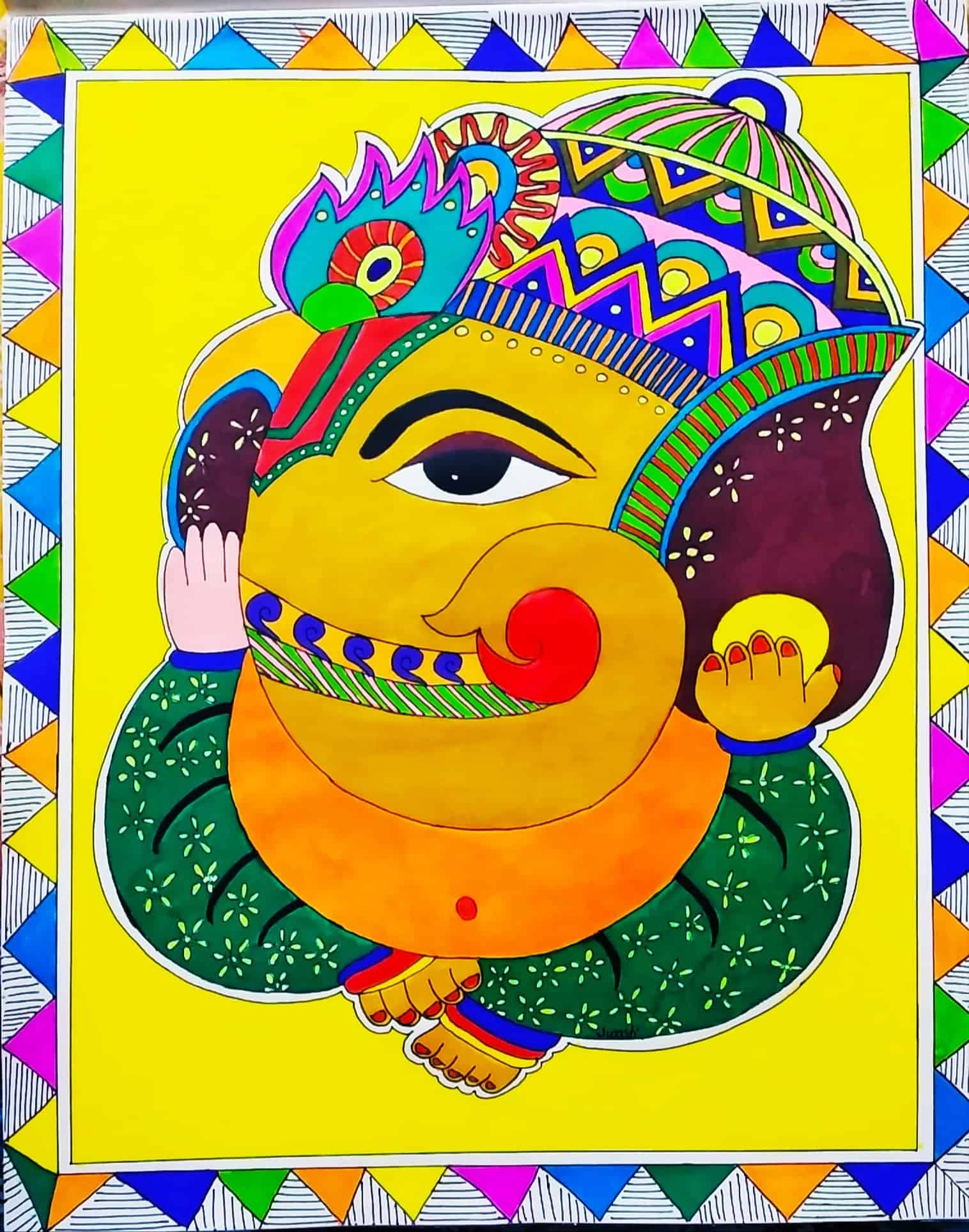 Krishna - Utsav 2 - Mithila/Madhubani Painting (12
