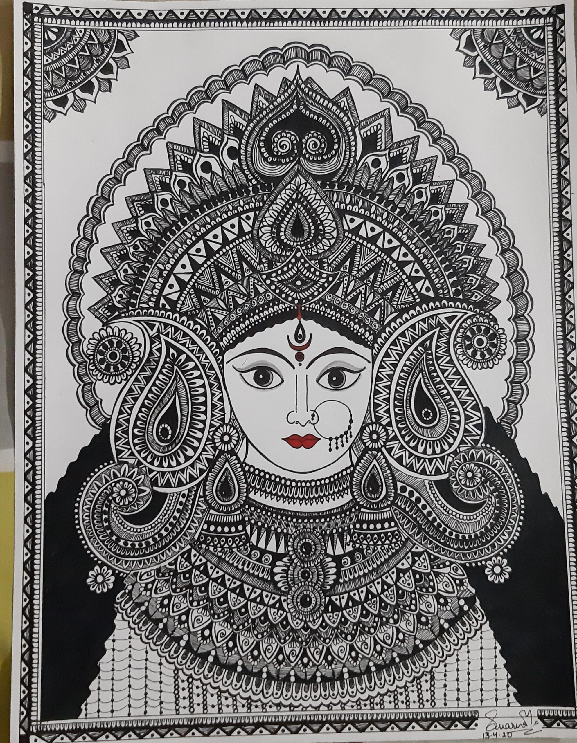 Pencil Sketch Of Maa Durga | DesiPainters.com