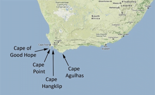 cape of good hope on map