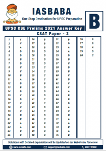 [ANSWER KEY] GENERAL STUDIES (CSAT) PAPER-II, UPSC IAS Civil Services ...