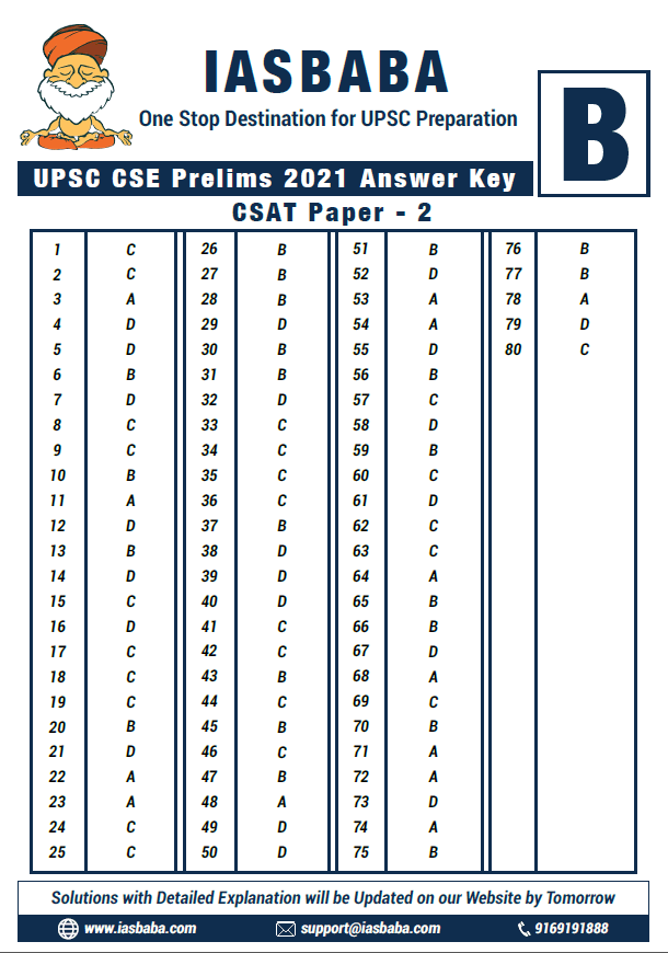 answer-key-general-studies-csat-paper-ii-upsc-ias-civil-services-preliminary-examination