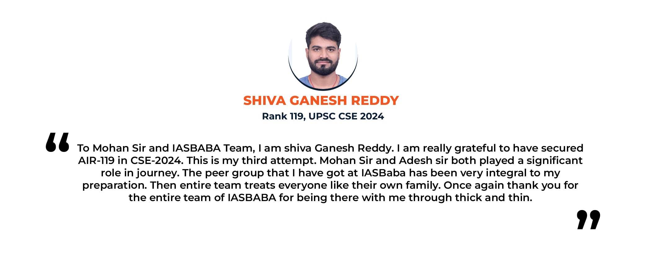 Gurukul Foundation Testimonials - Shiva Ganesh Reddy - Rank 119